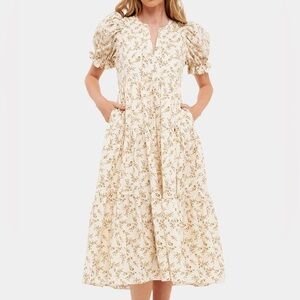 English Factory Cream Floral Midi Dress